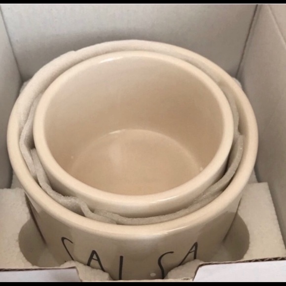 RAE DUNN ARTISAN GUAC and SALSA SET WITH 2 BAMBOO SPOONS - Picture 9 of 14